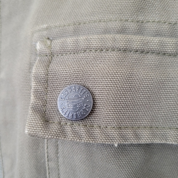 Carhartt Women's Medium Olive Green Canvas Utility Military Jacket Coat Workwear - Picture 12 of 12